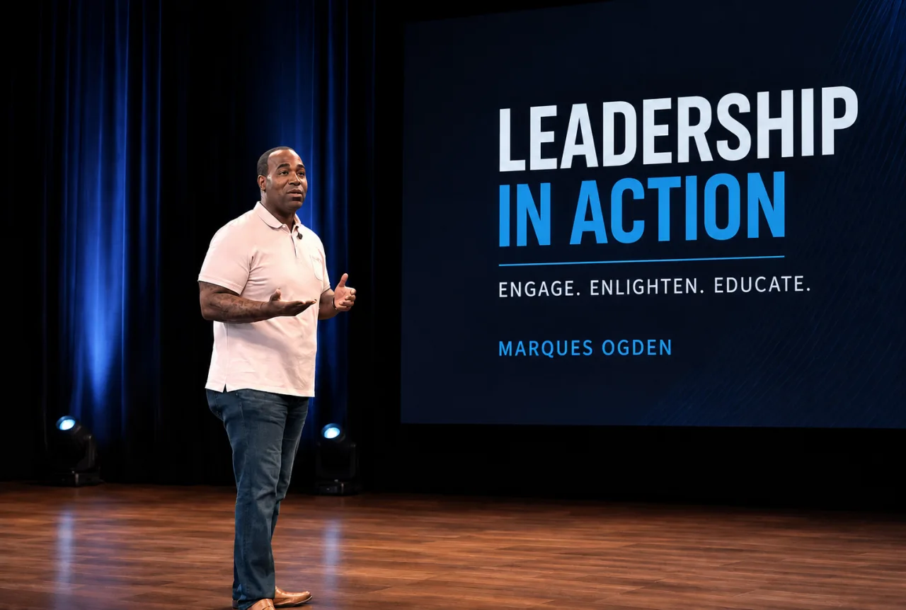Marques Ogden presenting Leadership in Action
